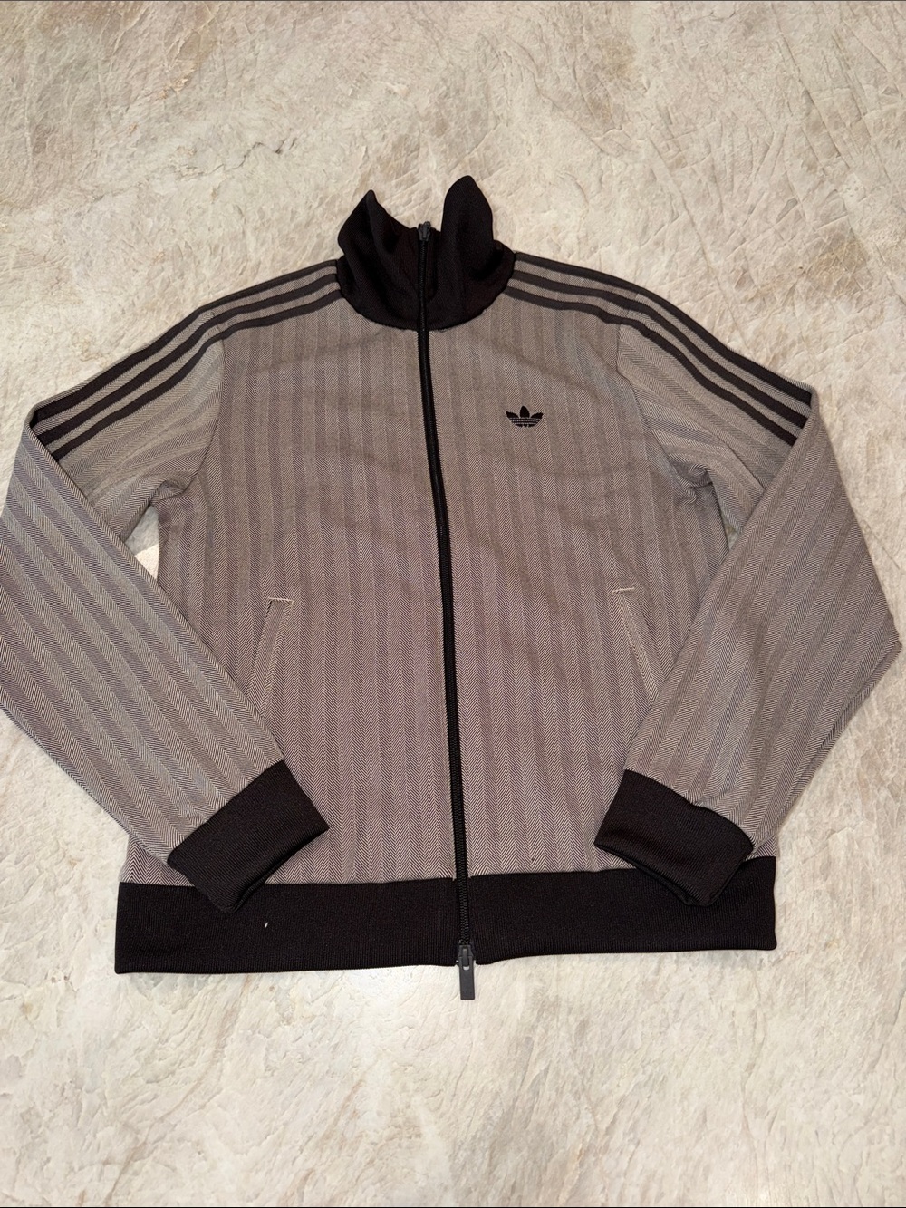 adidas Men’s Gray Zip-Up Track Jacket with Black Accents